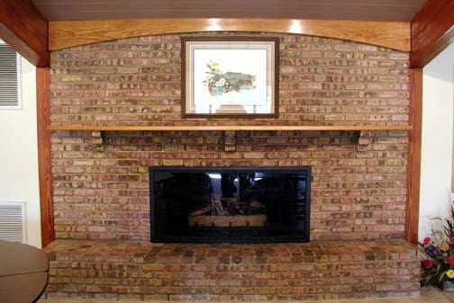 Fire place inside of rental hall