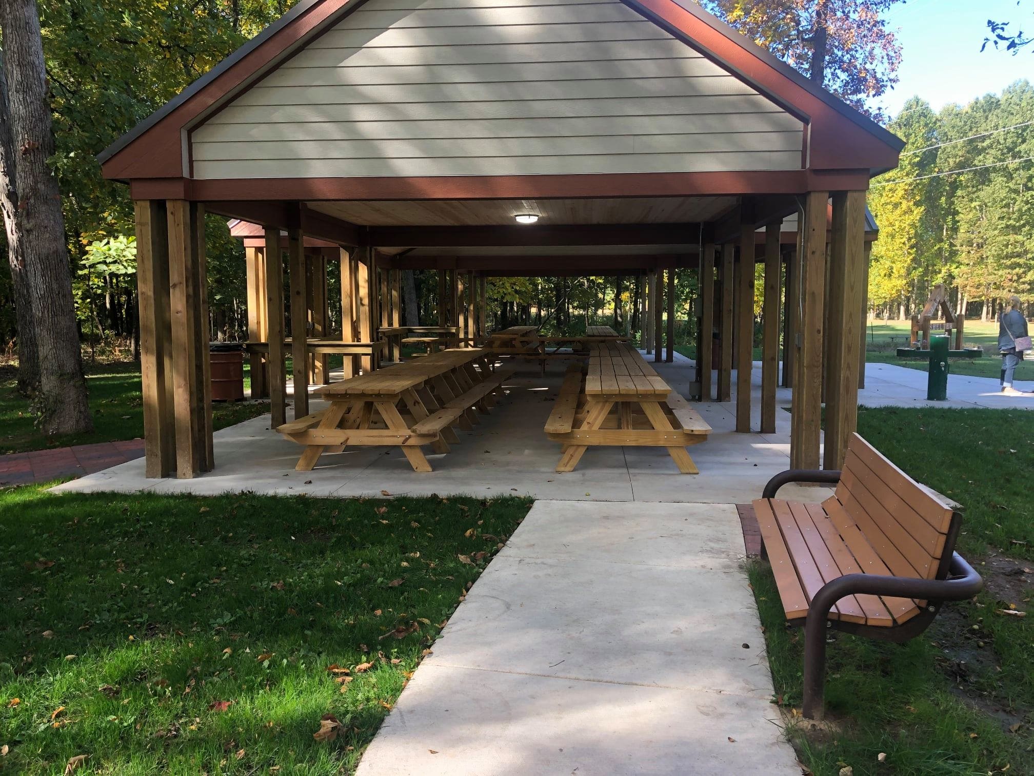 shelter with picnic tables
