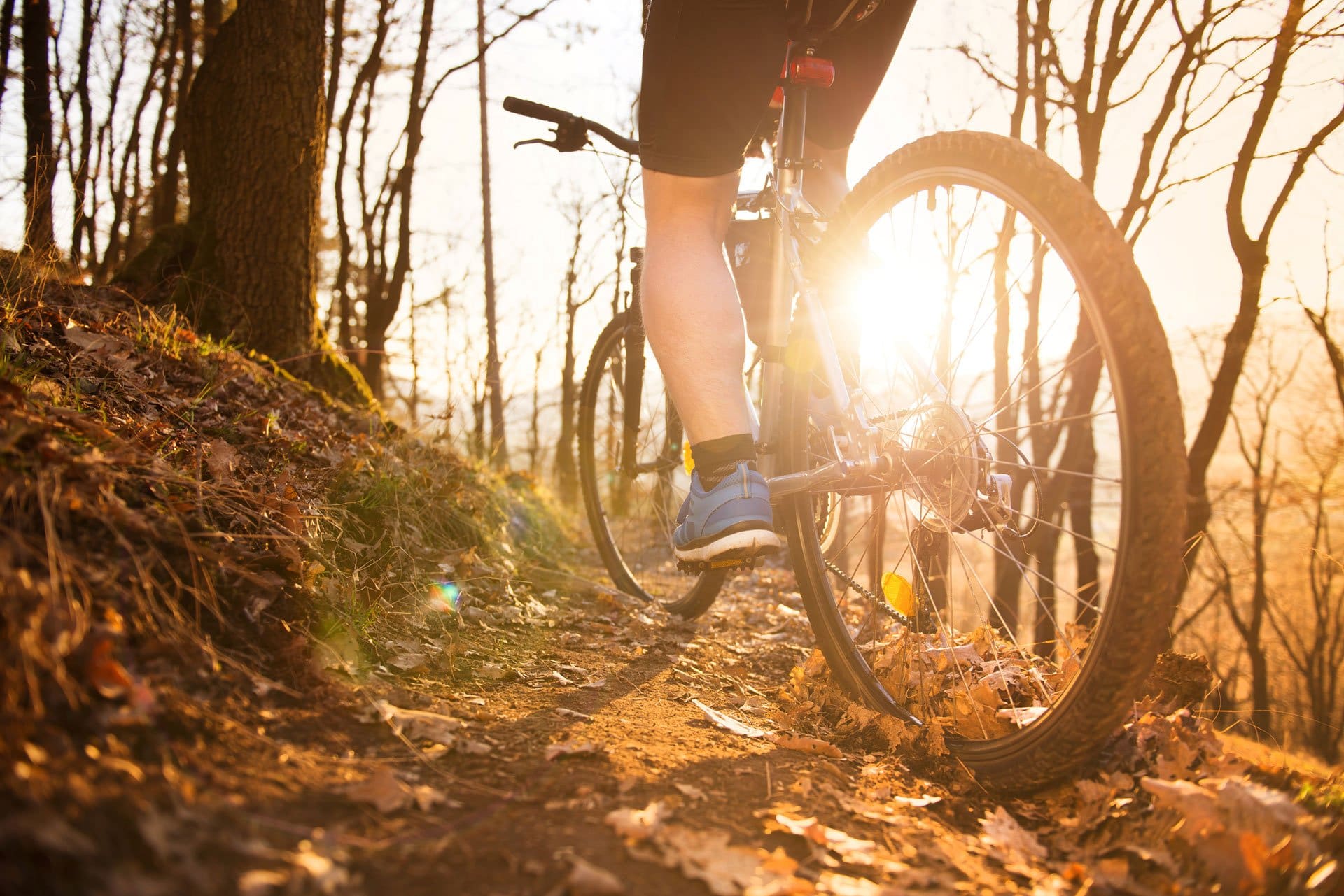 man mountain biking